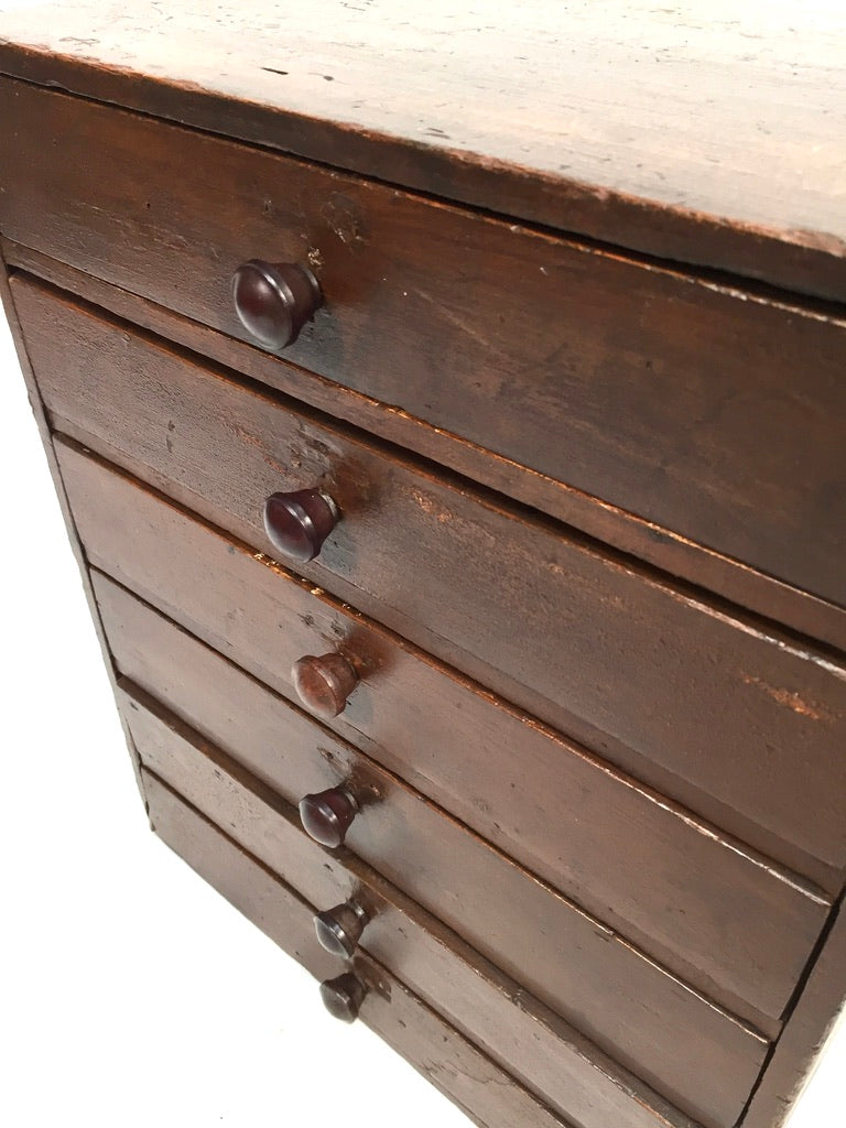 Antique Tabletop Wooden Chest of Collectors Drawers / Storage Box / Cabinet