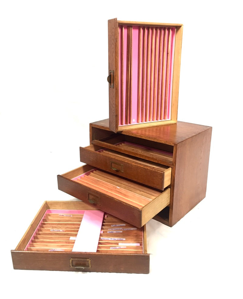 Antique Tabletop Wooden Chest of Drawers / Filing Storage Box Collectors Cabinet