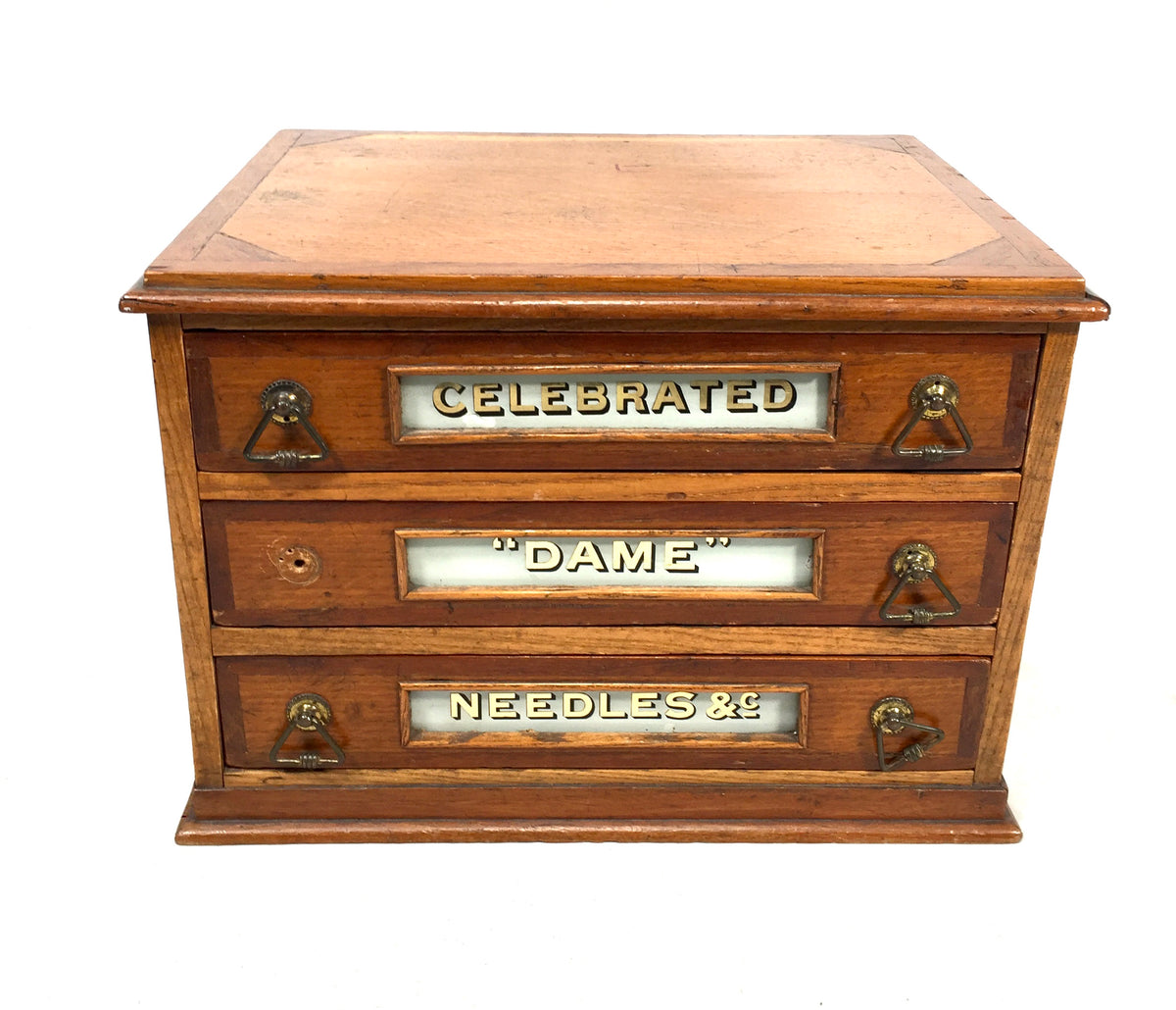 Antique Haberdashery Tabletop Shop Display Needle Box / Display Cabinet Drawers