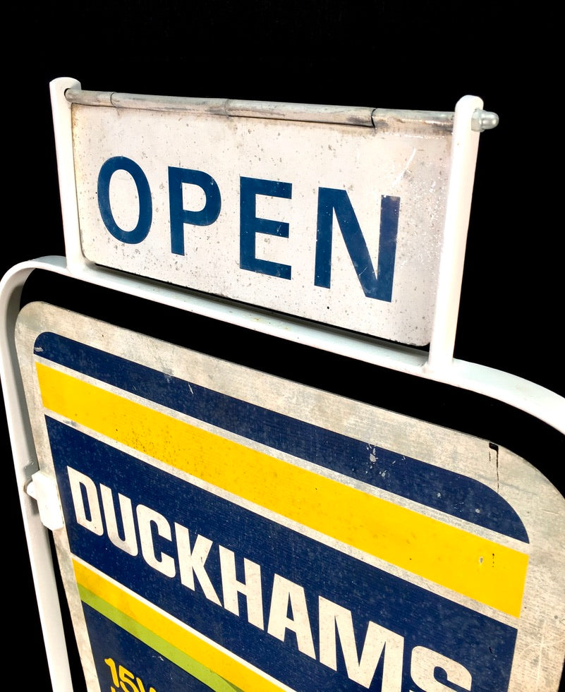 Antique Advertising - Vintage Duckhams Double Sided Garage Forecourt Swing Sign