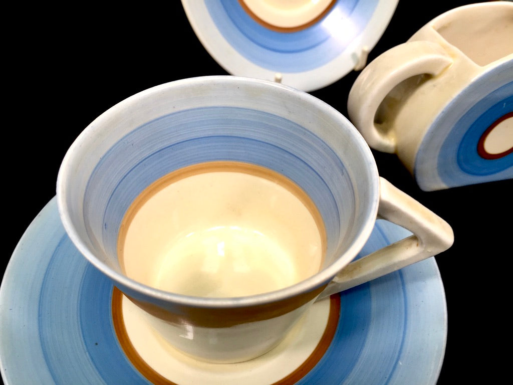 Clarice Cliff - Bonjour Shape Coffee / Tea Set / Art Deco Pottery / Antique