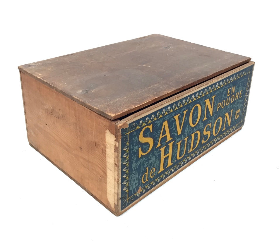 Antique Advertising - Hudson Soap Wooden Pine Shop Counter Display Box Crate