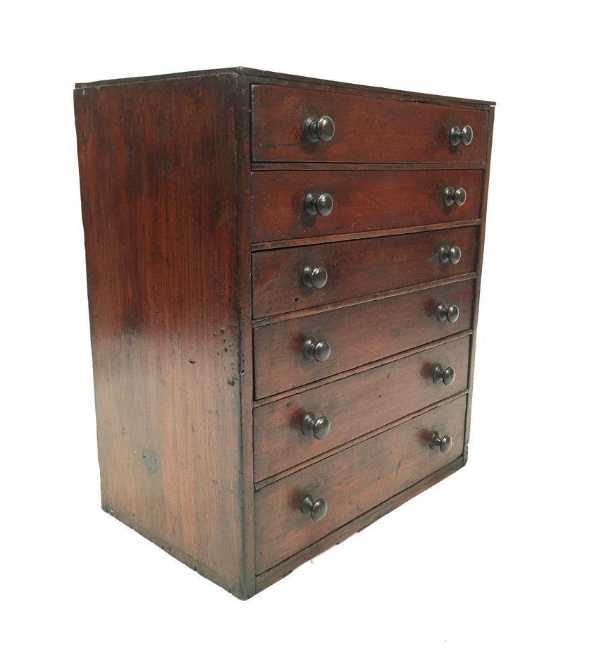 Antique Tabletop Wooden Chest of Collectors Drawers / Storage Box / Cabinet