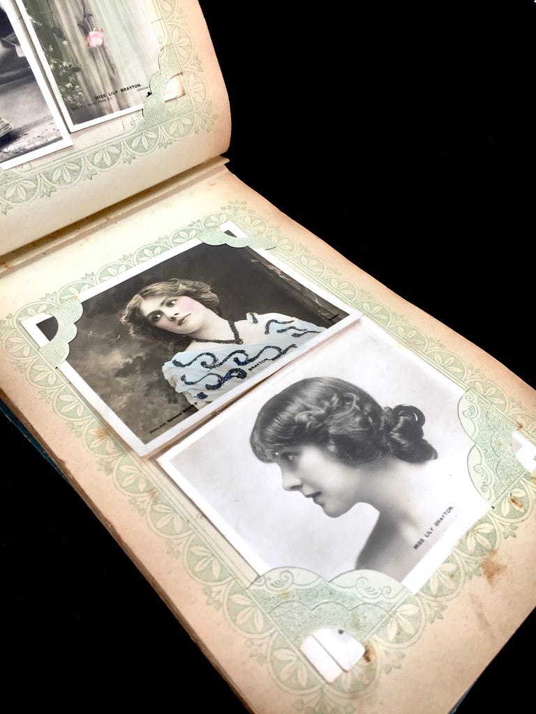 Antique Art Nouveau Early 20th Century Postcard Album / Photo Book / Scrapbook