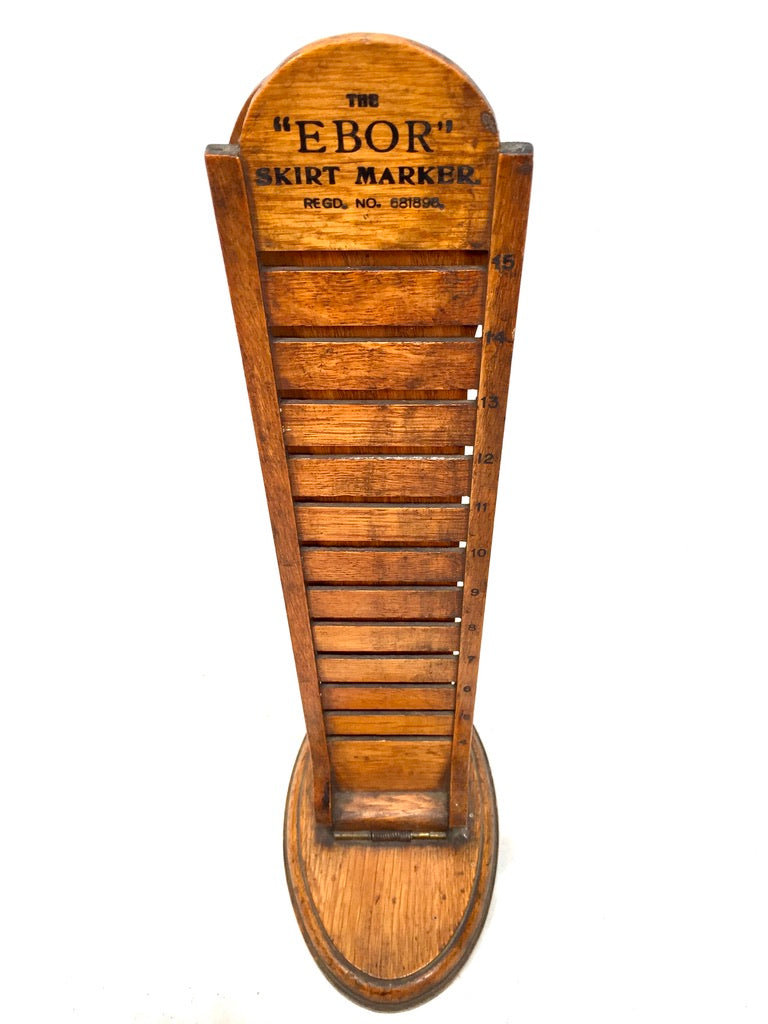 Antique 1920s Wooden Oak "EBOR" Skirt Marker Haberdashery Dressmakers Tool