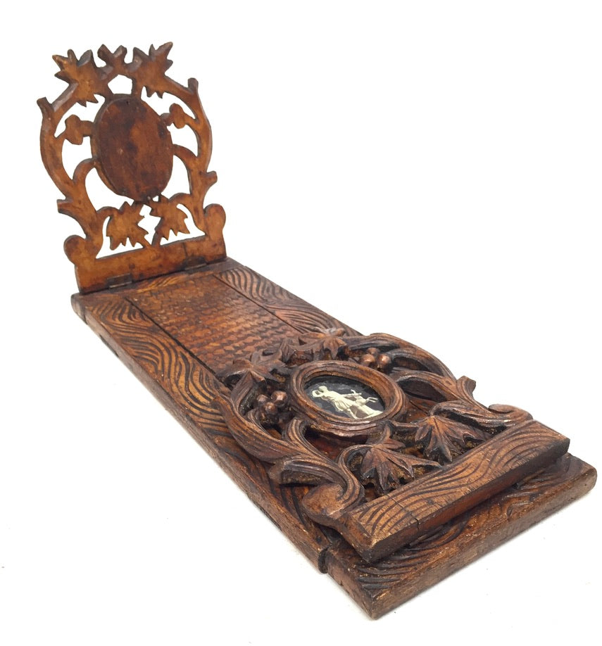 Antique Wooden Art Nouveau Tabletop Book Slide Display Stand Shelf Rack c1900