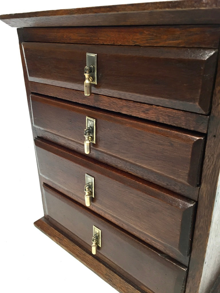 Antique Tabletop Wooden Chest of Drawers / Filing Storage Box Cabinet c.1950