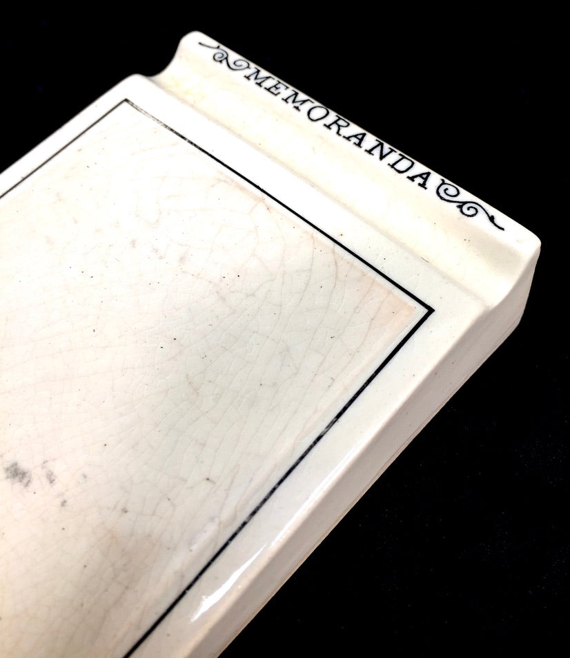 Antique Victorian Ceramic Memoranda Pad / Stationery Memo Notepad c.1880