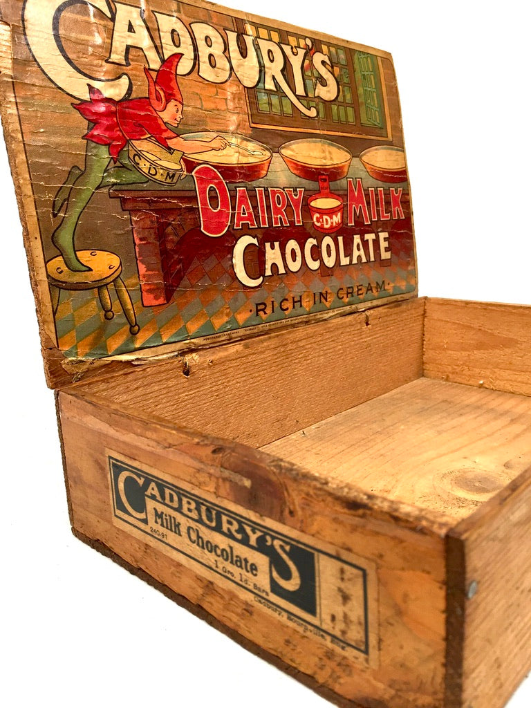 Antique Advertising - Cadbury's Dairy Milk Chocolate Wooden Shop Display Box