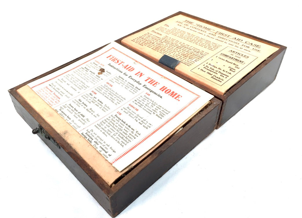 Antique Wooden Boots The Home First Aid Box & Full Contents Apothecary