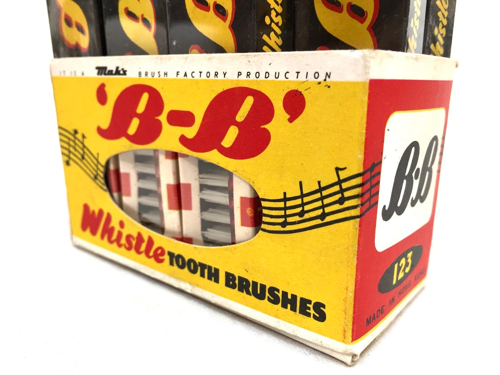 Antique Advertising - B-B Band Whistle Toothbrush Shop Display Box c.1950