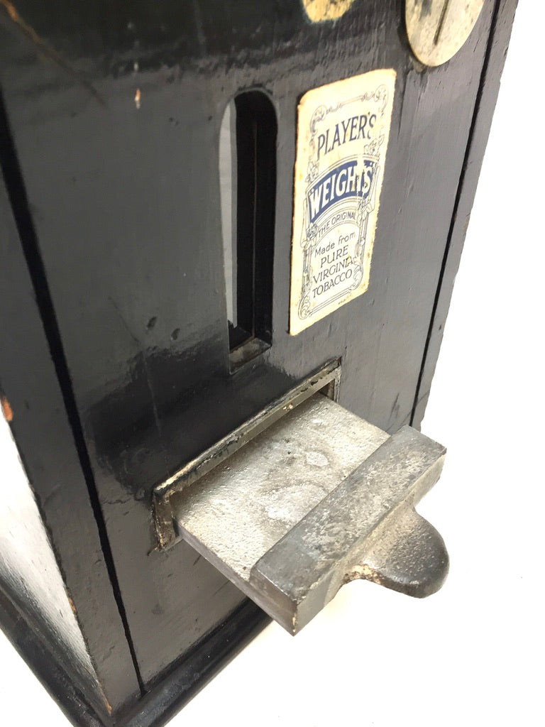 Antique Advertising - Wooden Players Coin Operated Cigarette Vending Machine