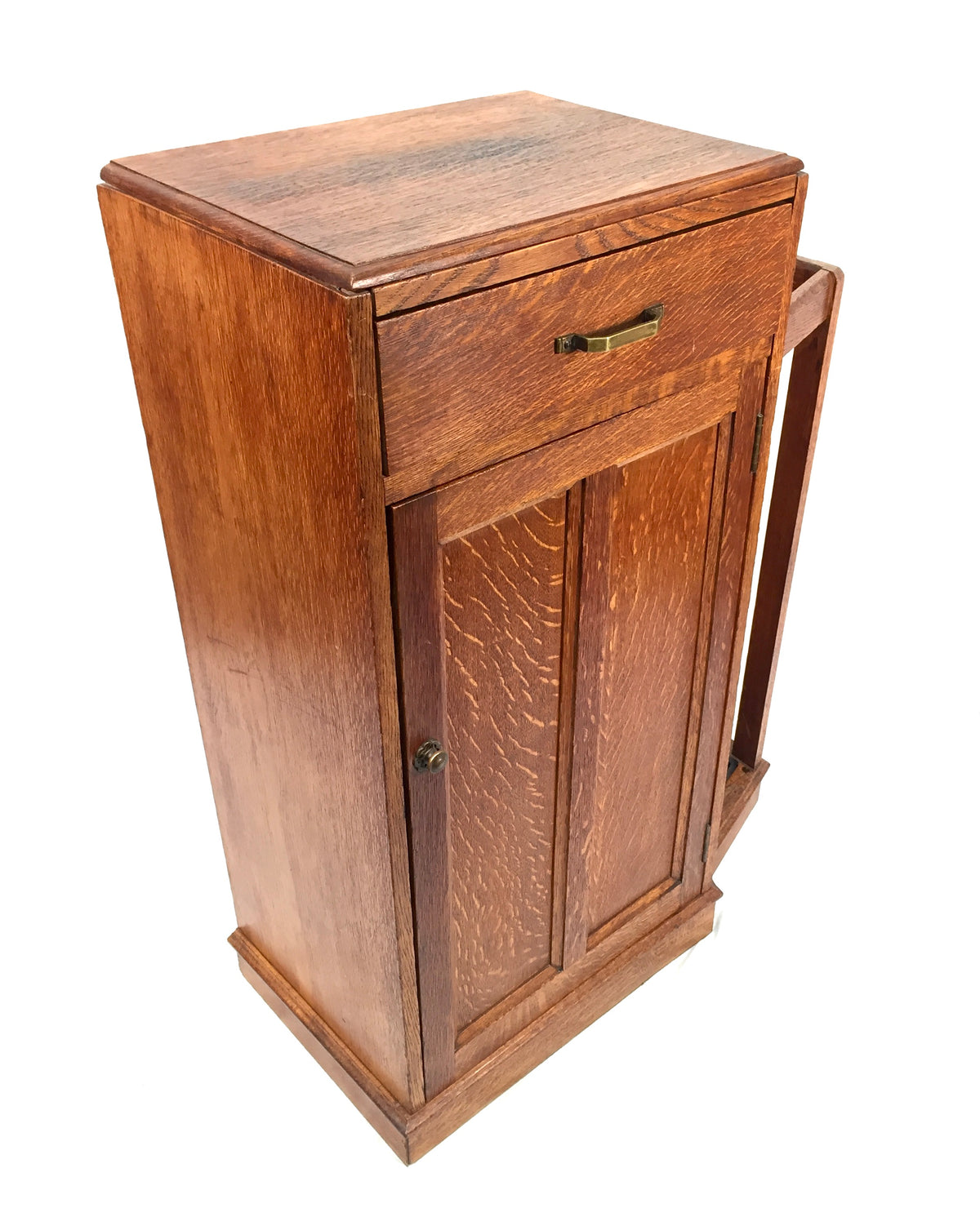 Antique 1920s Art Deco Entrance Hall Oak Wooden Umbrella Stand Storage Cabinet
