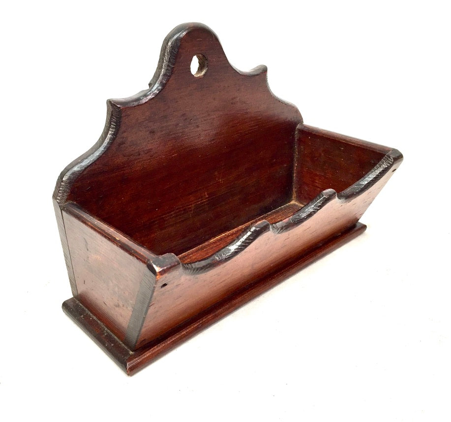 Antique Wooden Stained Pine Wall Hanging Candle Box Church Salvaged c.1900