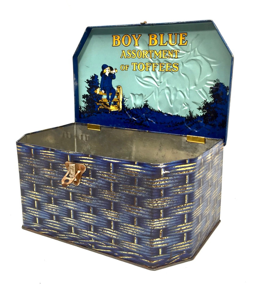 Antique Advertising 1930s Boy Blue Assortment of Toffees Tin by G.W. Horner & Co