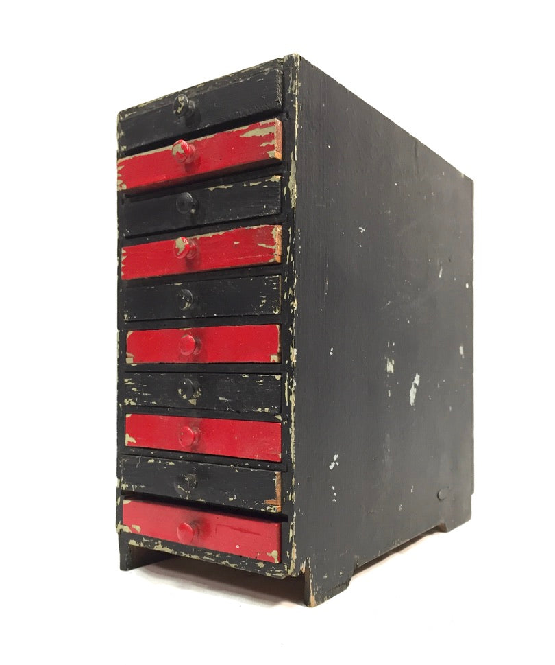 Vintage Tabletop Wooden Chest of Collectors Drawers / Storage Box / Cabinet