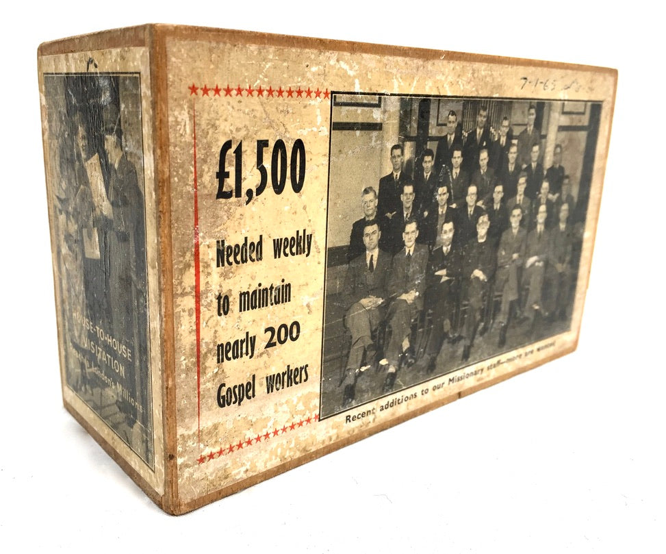 Antique London City Missionary Society Collection Money Box Missions to Men 1965
