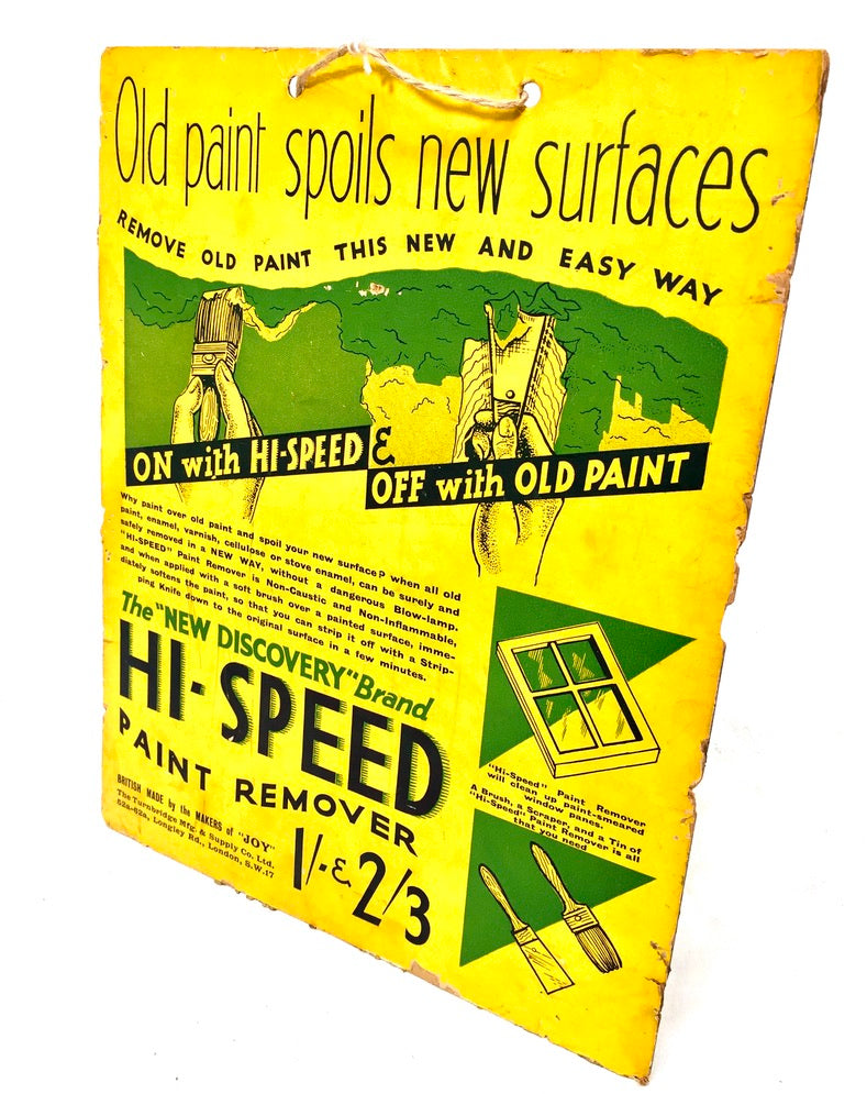 Antique Advertising Shop Display Promotional Showcard Hi-Speed Paint Remover