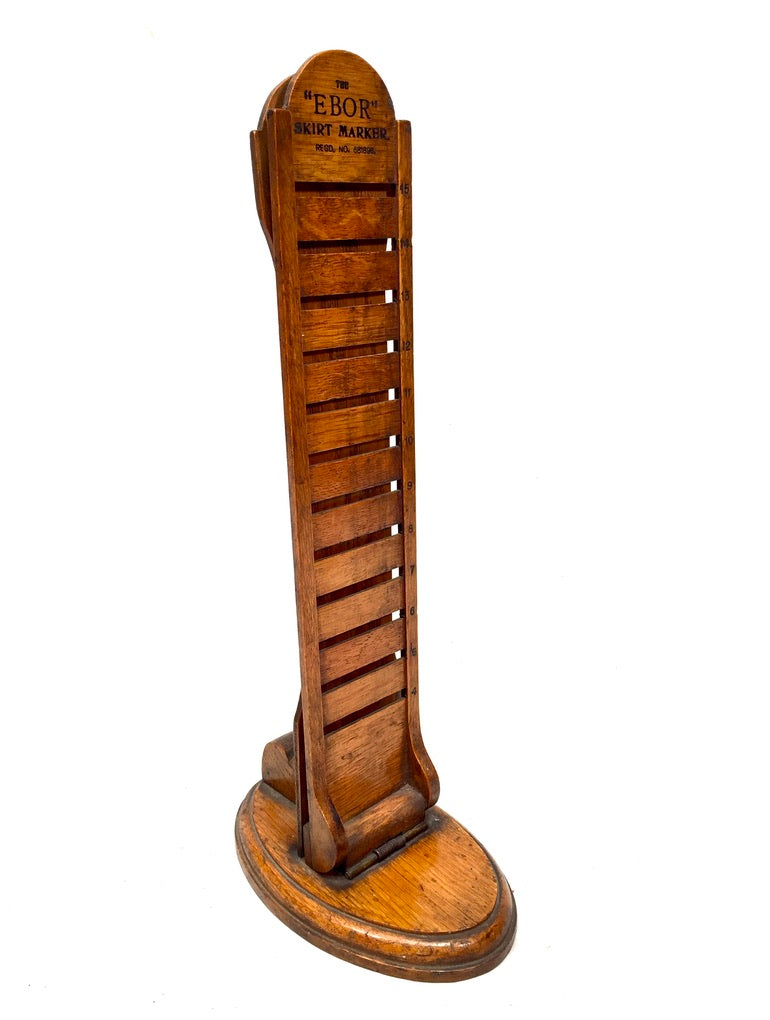 Antique 1920s Wooden Oak "EBOR" Skirt Marker Haberdashery Dressmakers Tool