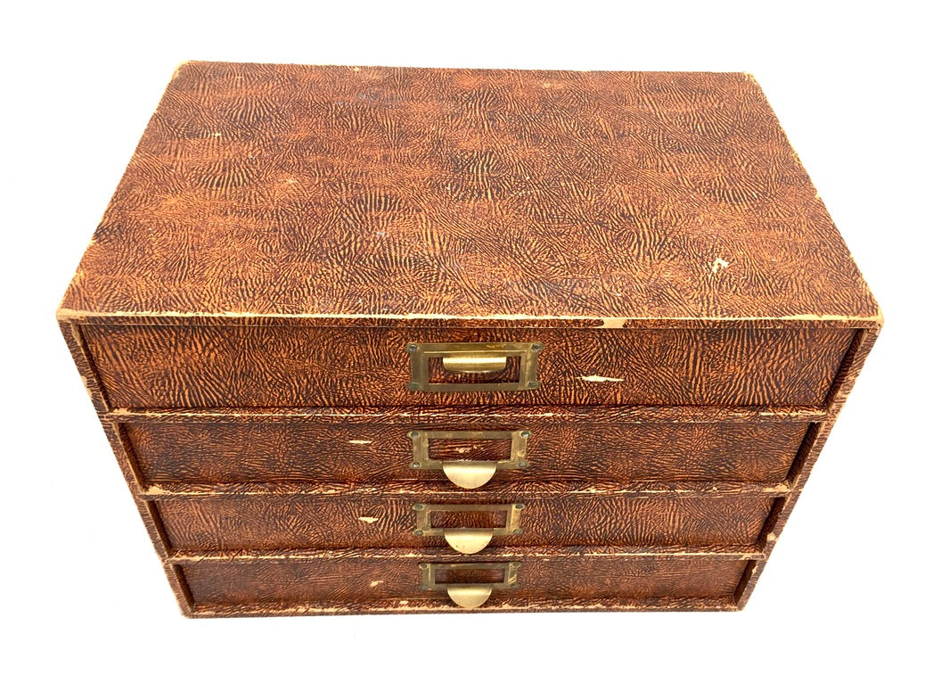 Vintage Tabletop Desk Stationery Paper Filing Cabinet Chest of Drawers Box c1950
