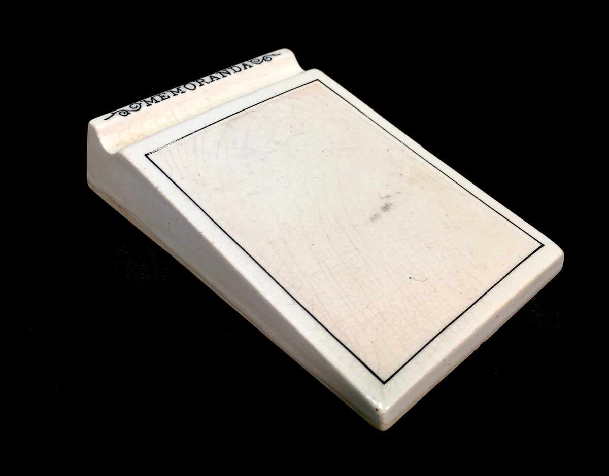 Antique Victorian Ceramic Memoranda Pad / Stationery Memo Notepad c.1880