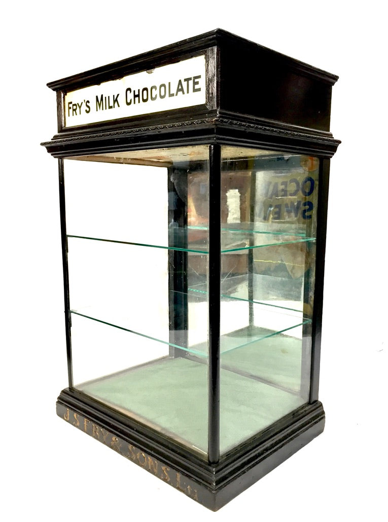 Antique J & S Fry's Chocolate Confectionery Glass Shop Counter Display Cabinet