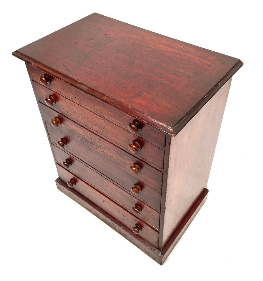 Antique Victorian Tabletop Wooden Chest of Collectors Drawers Storage Box c.1890