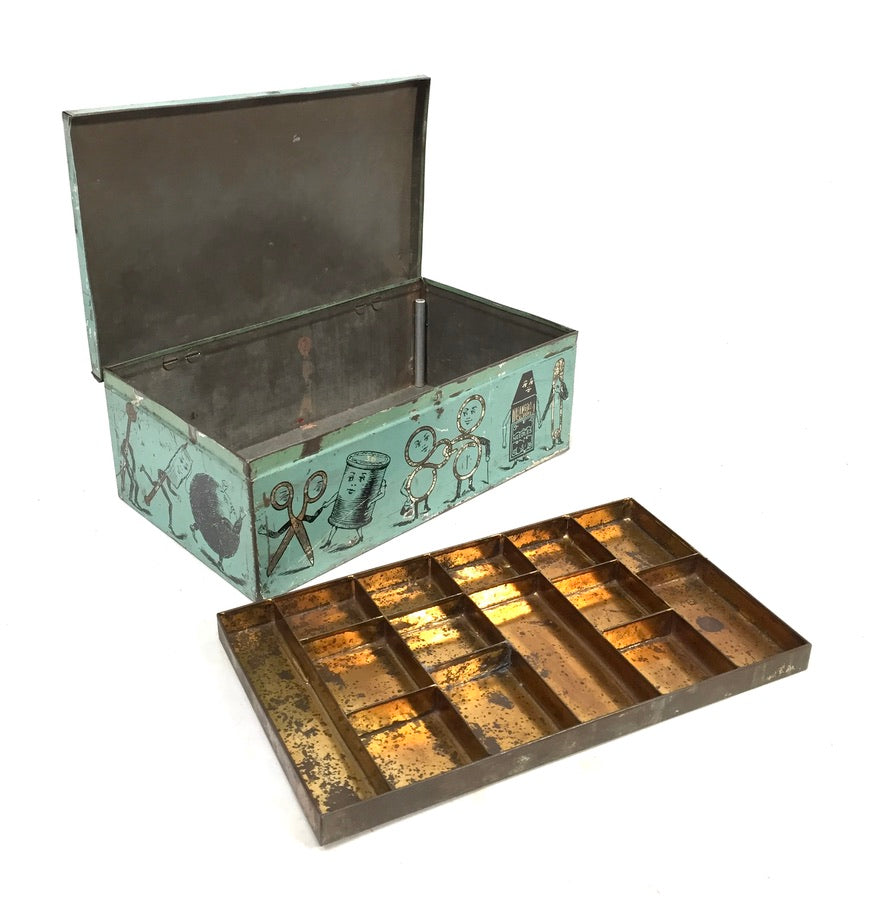 Antique Advertising - C.C.B. Treasure Box Sewing Tin by Huntley Boorne & Stevens