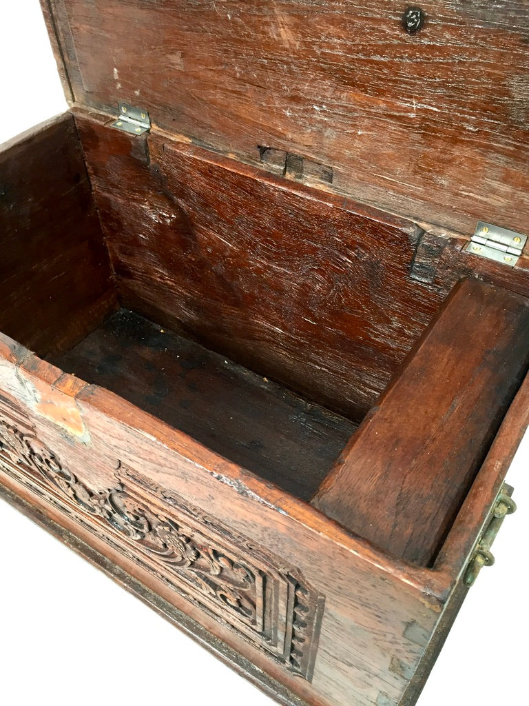 Antique Wooden Carved Blanket Box / Coffer Storage Chest Trunk / Indonesian