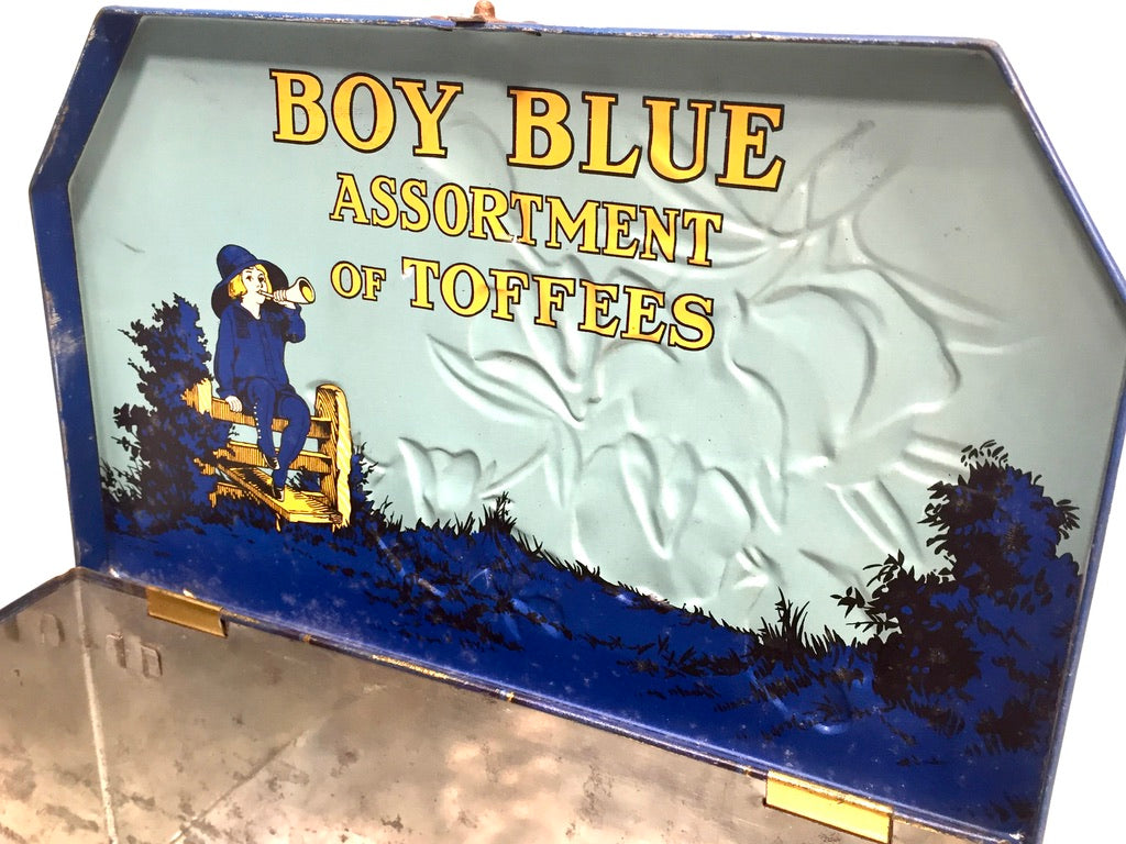 Antique Advertising 1930s Boy Blue Assortment of Toffees Tin by G.W. Horner & Co