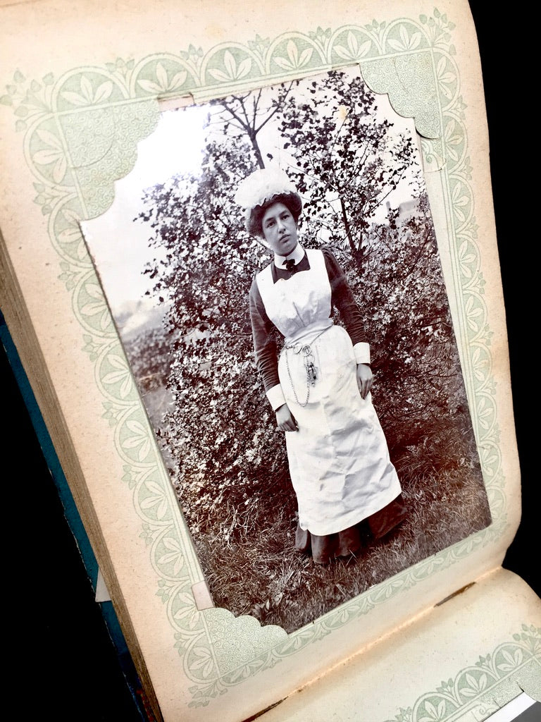 Antique Art Nouveau Early 20th Century Postcard Album / Photo Book / Scrapbook