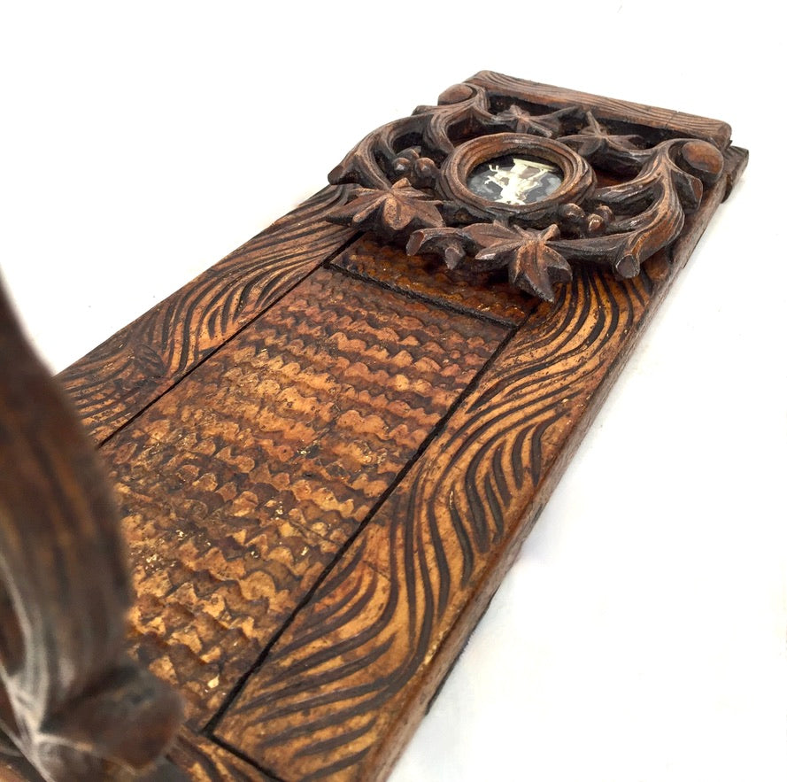 Antique Wooden Art Nouveau Tabletop Book Slide Display Stand Shelf Rack c1900