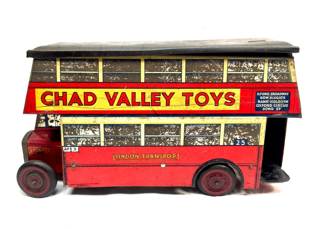 Antique Advertising Chad Valley Double Decker Bus Carr's Table Water Biscuit Tin