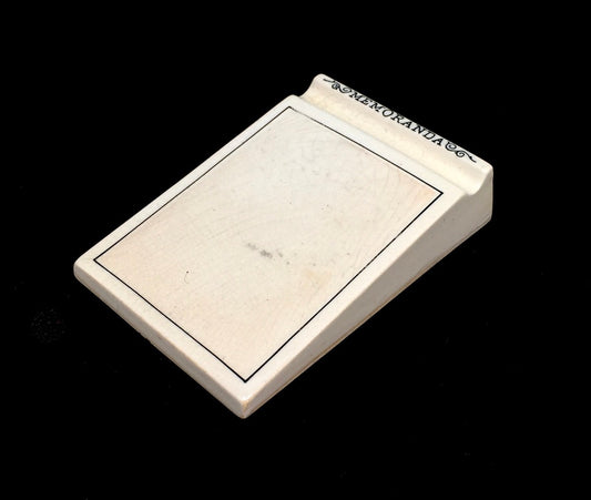 Antique Victorian Ceramic Memoranda Pad / Stationery Memo Notepad c.1880