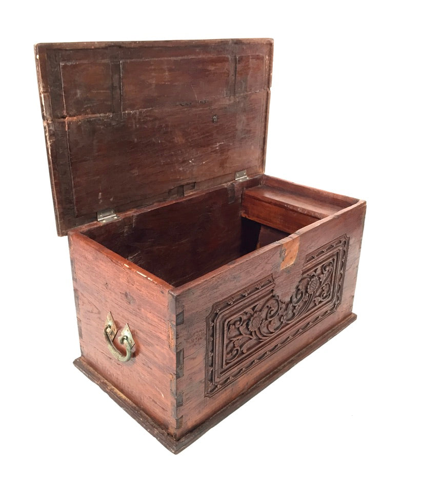 Antique Wooden Carved Blanket Box / Coffer Storage Chest Trunk / Indonesian