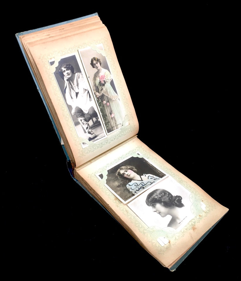 Antique Art Nouveau Early 20th Century Postcard Album / Photo Book / Scrapbook