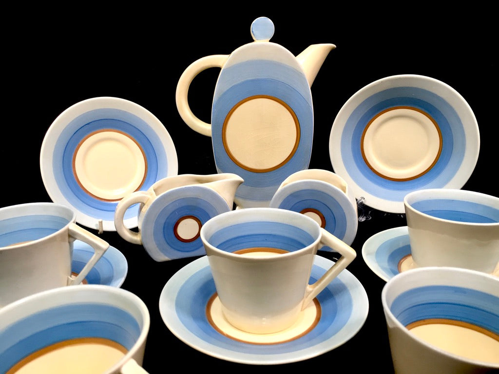 Clarice Cliff - Bonjour Shape Coffee / Tea Set / Art Deco Pottery / Antique