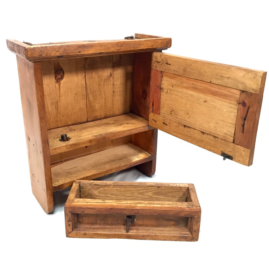 Vintage Wooden Tabletop Cupboard / Wall Hanging Storage Cabinet Box / Antique