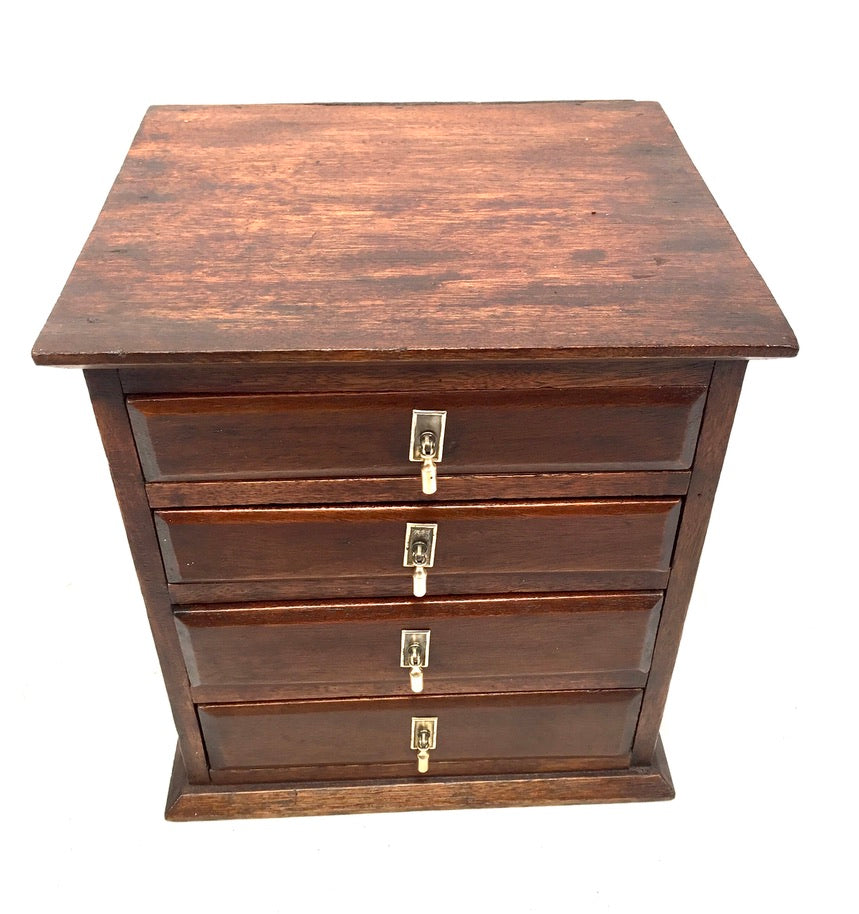 Antique Tabletop Wooden Chest of Drawers / Filing Storage Box Cabinet c.1950