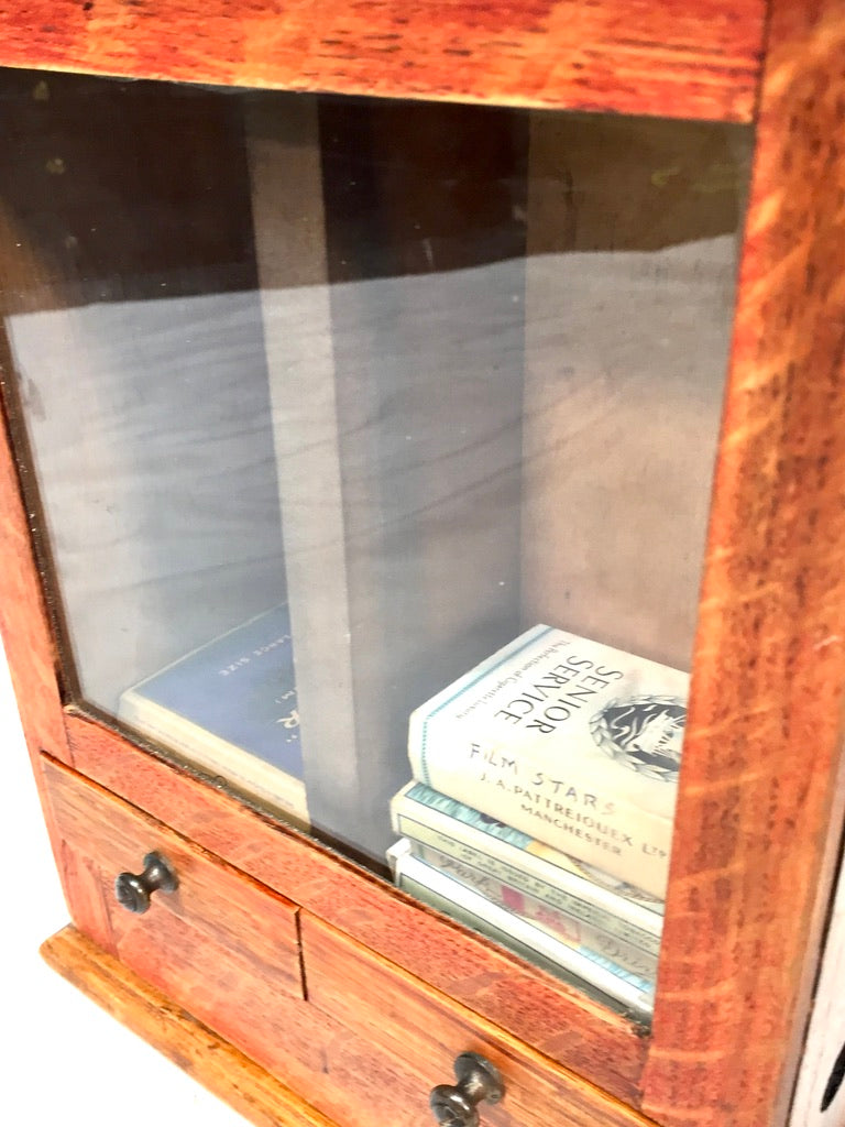 Antique Advertising - Wooden Tabletop Coin Operated Cigarette Vending Machine
