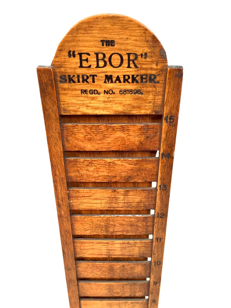 Antique 1920s Wooden Oak "EBOR" Skirt Marker Haberdashery Dressmakers Tool