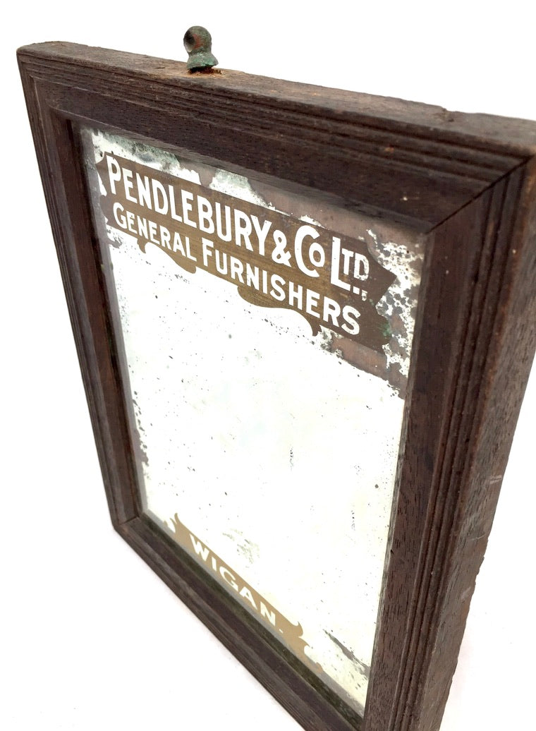 Antique Advertising - Mirror for Pendlebury & Co. Furnishers Wigan / Sign c.1900