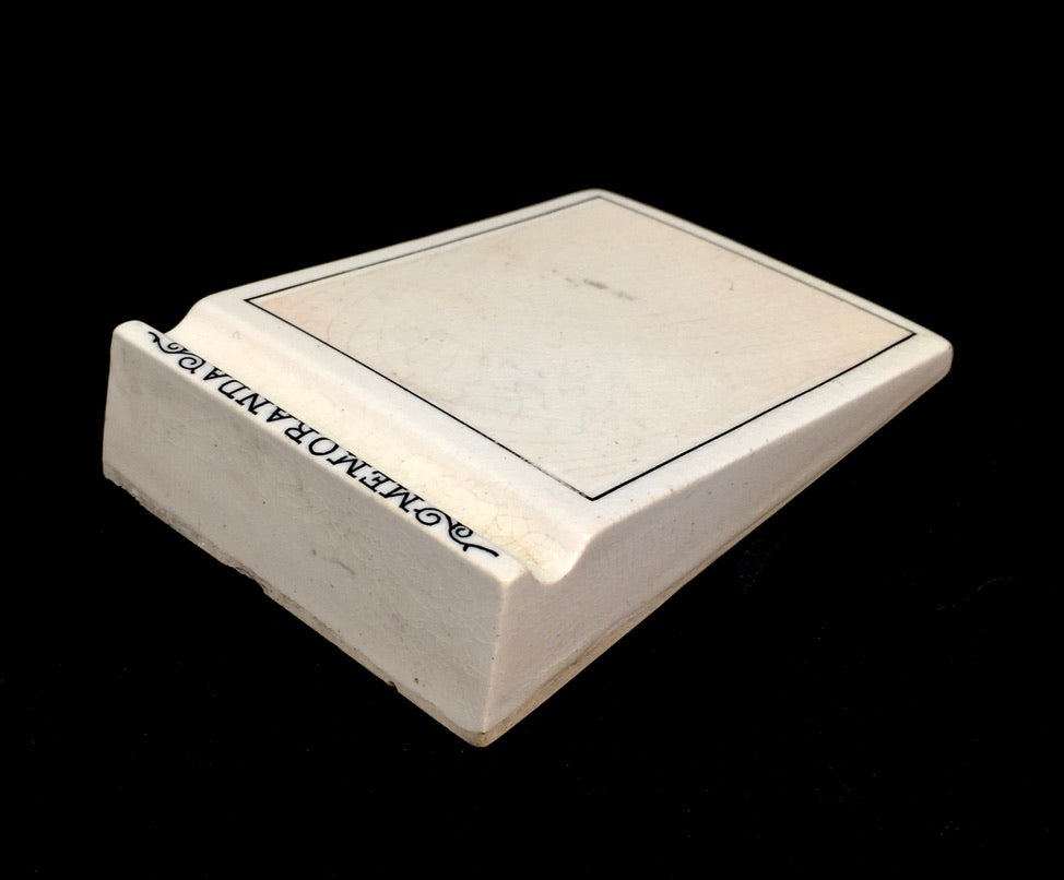 Antique Victorian Ceramic Memoranda Pad / Stationery Memo Notepad c.1880