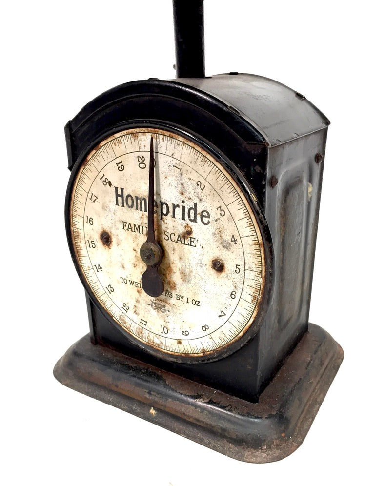Antique Advertising - Cast Iron & Enamel Pan Homepride Kitchen Scales c.1930