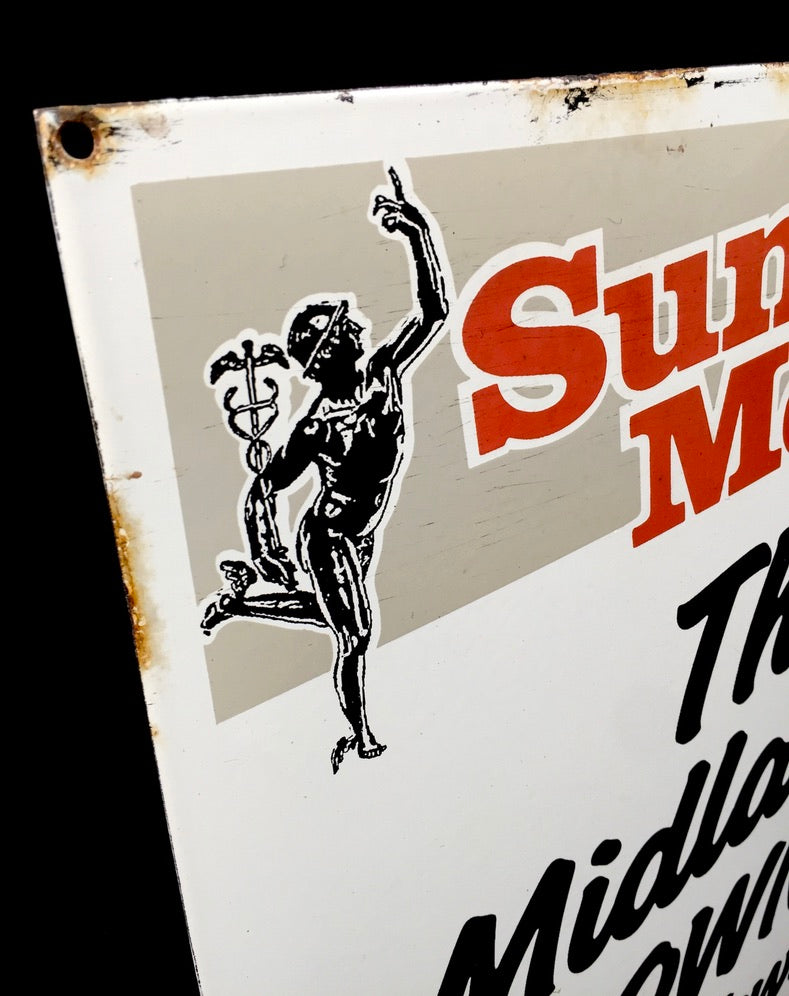 Antique Advertising - The Midlands Own Sunday Newspaper Enamel Sign / Large