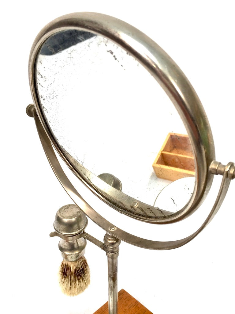 Antique Edwardian Gentleman's Shaving Stand Mirror / Brush &amp; Shaving Bowl c.1910