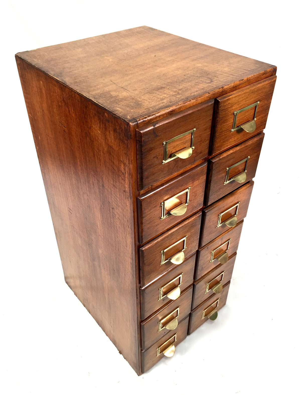 Antique 20th Century Large Wooden Index Card Drawer Unit Storage Cabinet c.1930