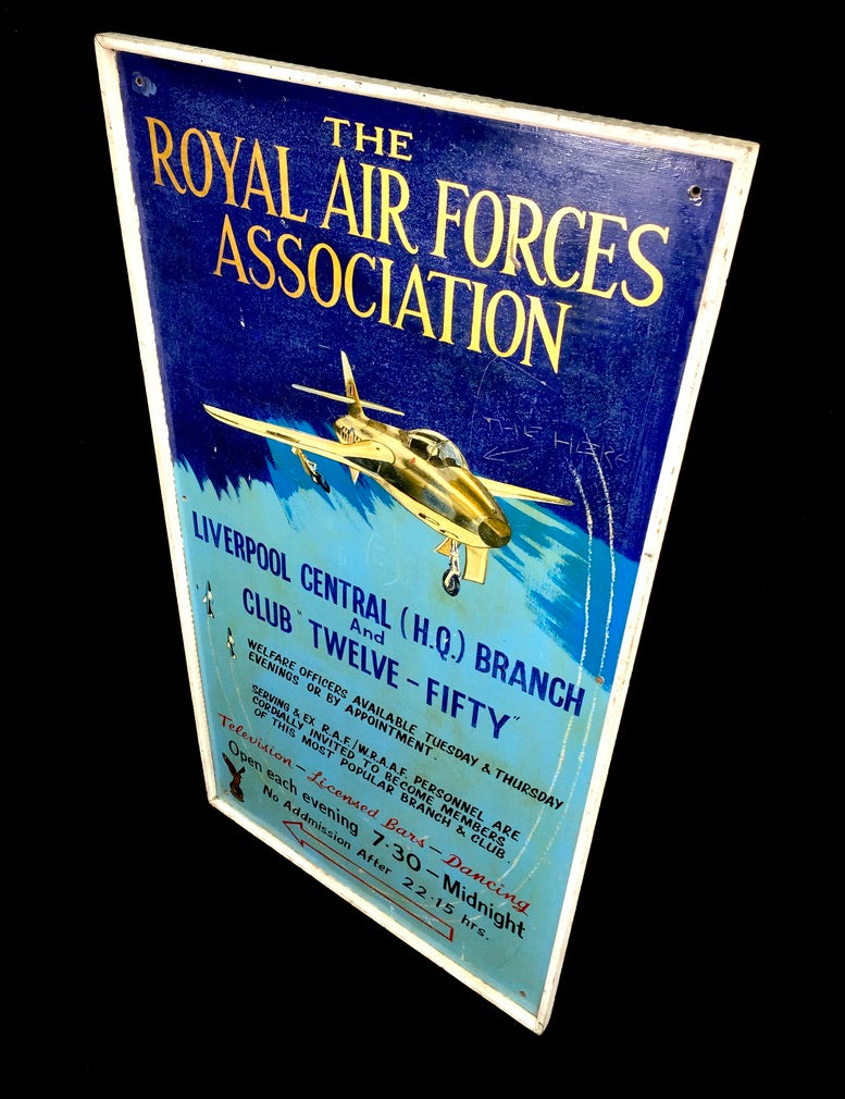 Antique Advertising Sign for the Liverpool RAF Association Royal Air Force c1970
