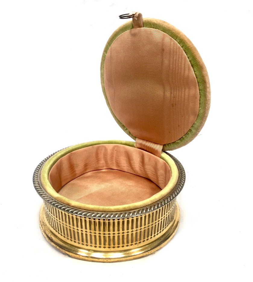 Antique Edwardian Ladies Brass Pin Cushion and Sewing Box / Trinket / Jewellery