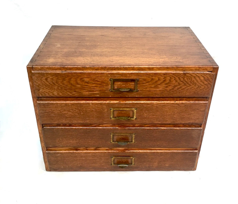 Antique Tabletop Wooden Chest of Drawers / Filing Storage Box Collectors Cabinet